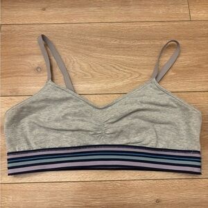Aerie Gray and Blue Bandeau with Striped Trim